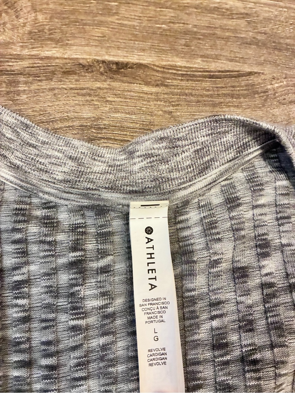 Athleta Heather Grey Ribbed V-Neck Button Cardigan - Picture 6 of 6